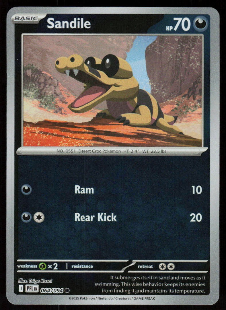 Sandile 064/094 Common Phantasmal Flames Pokemon Reverse Holo Near Mint