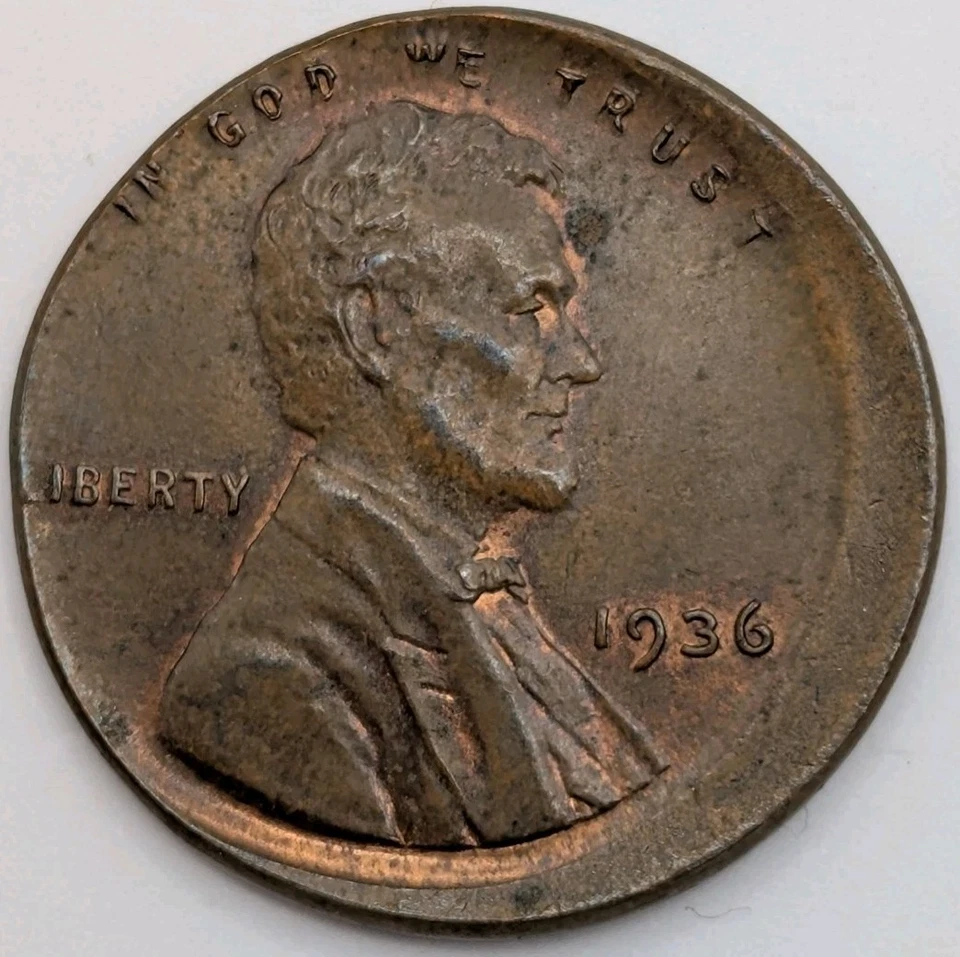 1936 - P - Lincoln Wheat Cent Penny - Error - Struck Off-Center U61 - Image 3 of 4