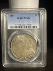 1887 Morgan Silver Dollar $1 PCGS MS64