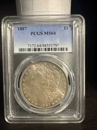 1887 Morgan Silver Dollar $1 PCGS MS64