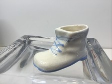 Vtg Porcelain Baby Shoe Blue Laces And Sole
