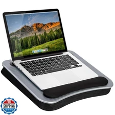 LAPGEAR Memory Foam Lap Desk with Wrist Rest and Media Slot - Medium - Silver