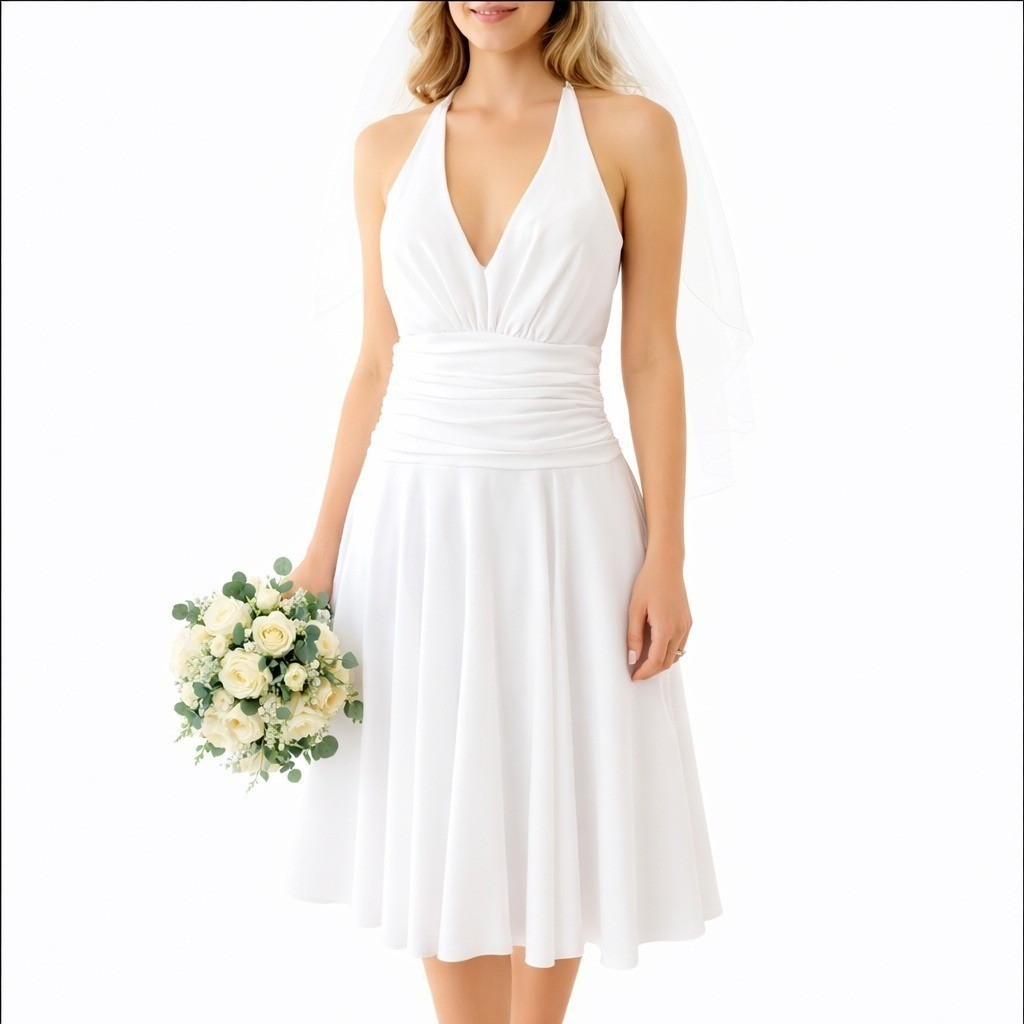 Jessica McClintock Bridal White Halter Ruched Marilyn Monroe Style Dress Sz  10 | eBay