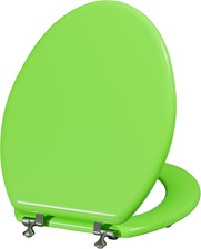 Wood Toilet Seat, Zinc Alloy Hinges Elongated, Green 
