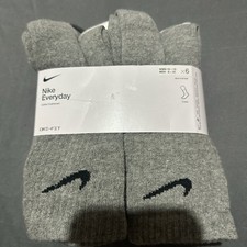 Nike Everyday Cushioned Training Crew Socks Grey Medium 6 Pairs Cotton Blend