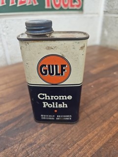 K818 Vintage Gulf Chrome Polish Oil Can 8oz