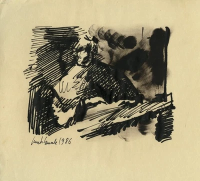 Suret-Canale – L'artiste - Encre de Chine originale sur papier 22 cm x 17,5 cm - Photo 1/3