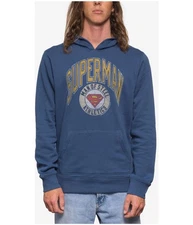 Junk Food Mens Superman Man of Steel Hoodie Sweatshirt, navy, L