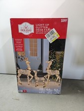 Holiday Time Set of 3 Light-up Glitter Deer Family