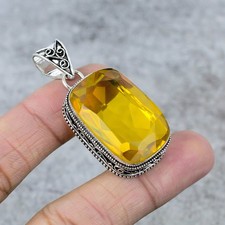 Citrine Gemstone Handmade 925 Steling Silver Jewelry Pendant 1.97