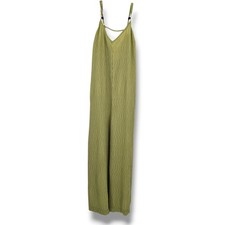 New In Olive Green Crinkle Spaghetti Strap Jumpsuit Romper Size Small