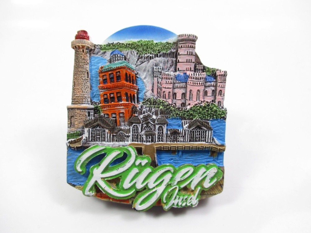 Insel Rügen magnet poly souvenir Germany pier Sellin Cape Arkona Granitz