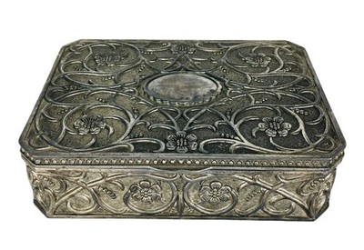 Vintage 70s Godinger Silver Plated Red Velvet Lined Jewelry Trinket Box 9'' X 7''