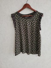 Camicetta canotta ufficio donna LOFT taglia media marrone scuro floreale orlo increspato