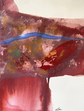 Abstract Mixed Media Ink Watercolor Painting on 9 X 12” Paper Contemporary