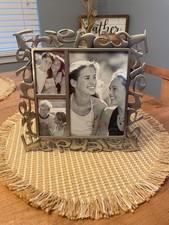 Vtg pewter/metal fetco 3 opening picture frame "friends" NEW diagonal/horizontal