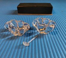 Vtg Daum France Crystal Salt Cellars, Set Of 2, Spice/Cavier Holder, Spoon, Box