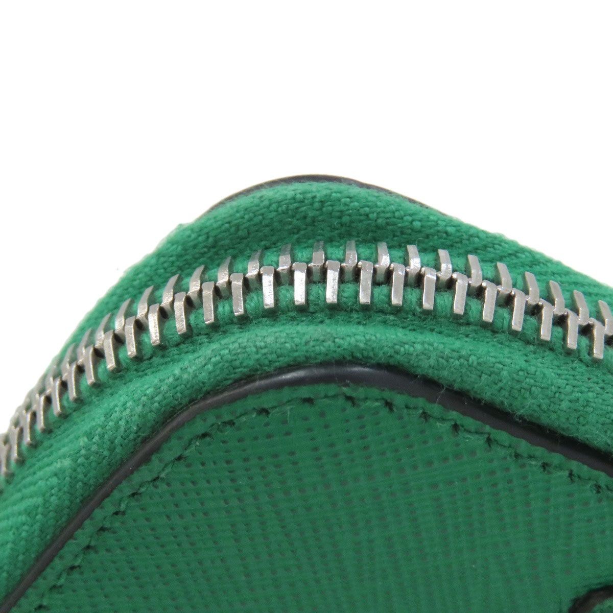 Prada Saffiano Card Case Green Leather Metal Fittings Ladies Used thumbnail 9