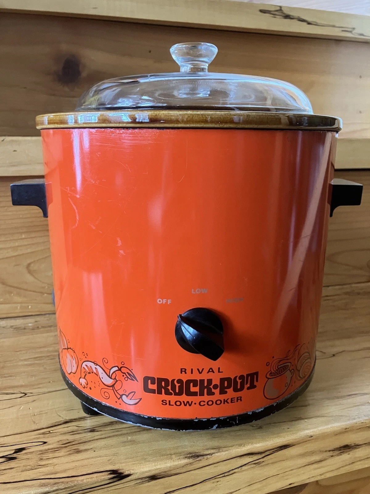 VTG 1970's Rival Crock Pot Flame Orange # 3100/2 Slow Cooker 3.5 Qt Tested w/Lid