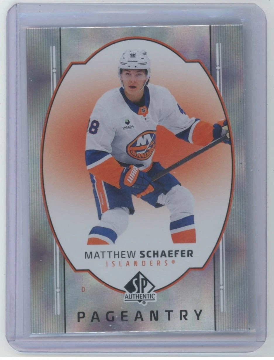 Matthew Schaefer #P-7 Hockey Cards 2025 SP Authentic Pageantry Autograph trading card — raw and PSA graded price guide