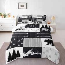 Bear Print Comforter Set for Girls  Boys - Cartoon Bear Animals Duvet Set, T...