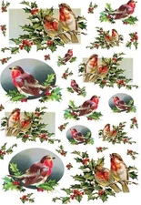 Bullfinch Bird Holiday Decoupage Rice Paper, Christmas, Scrapbooking, Journals