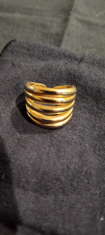 Robert Lee Morris Para Donna Karan Vintage Chapado en Oro 24k 5 Bandas 3/4 Pulgadas... Foto 3 de 4