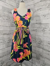 Gretchen Scott Iconic Date Night Dress Blue Pink Green Womens Small