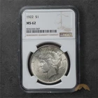 1922 Silver Peace Dollar $1 - NGC MS62 - Philadelphia