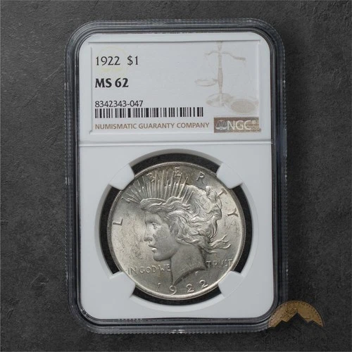 1922 Silver Peace Dollar $1 - NGC MS62 - Philadelphia