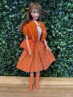 Vintage Twist N Turn Barbie Brunette w/ Orange Outfit - Handbag- Boots - So Cute