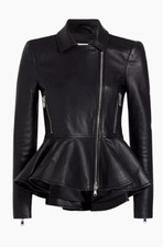 Nwt L’agence Xs Black Leather Lyric Peplum Biker Moto Flirty Women’s Jacket