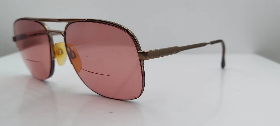 Óculos de sol vintage Luxottica Carlos 2 bronze piloto meio aro Itália SOMENTE ARMAÇÕES - Imagem 2 de 4