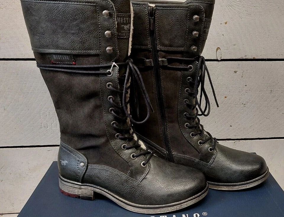 Ladies Mustang 1295-606-09/307 Mid Calf Lace & Zip Boots - Image 4 of 4