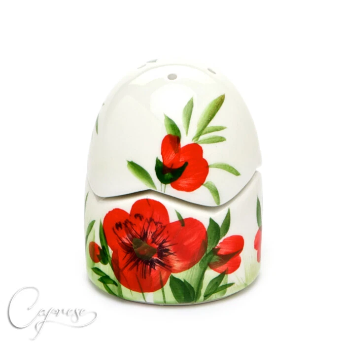 Bassano Ceramic Salt And Pepper Shaker 8 Cm Tall Poppy Flower Motif New