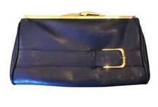 Vintage Blue Leather Clutch Handbag