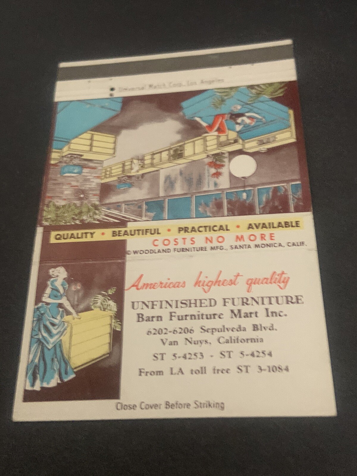 Vintage California Matchbook “Barn Furniture Mart Inc” Van Nuys, CA eBay