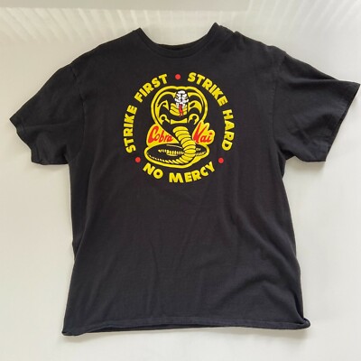 Cobra Kai T-Shirt Mens Large Strike First No Mercy Karate Kid TV Show Movie Tee