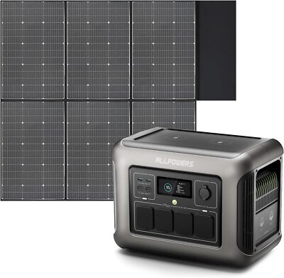 ALLPOWERS R1500 Tragbare Powerstation + 600W Solarpanel 1152Wh LiFePO4 Batterie