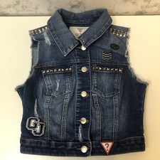 Guess Demin Studded Distressed Patch Vest