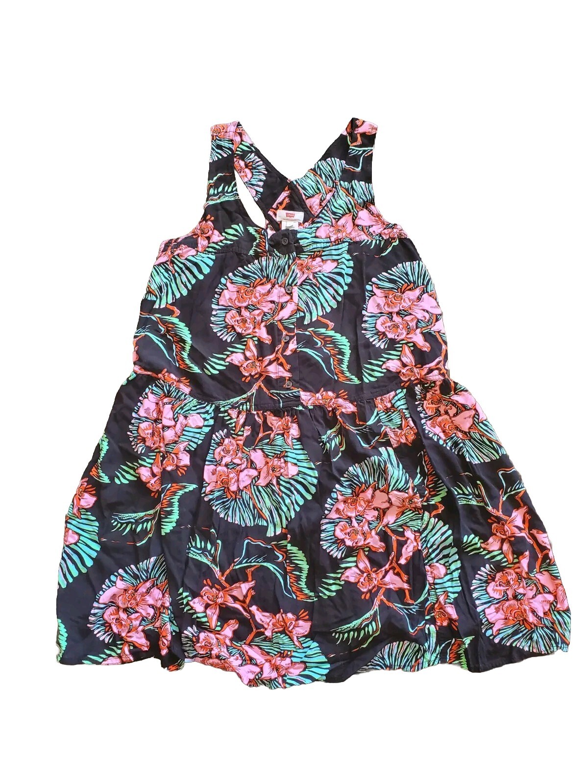 Levi's Chrissie Black Floral-Print Dress Size Large