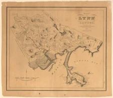 22" X 24" 1829 Map of Map of Lynn and Saugus