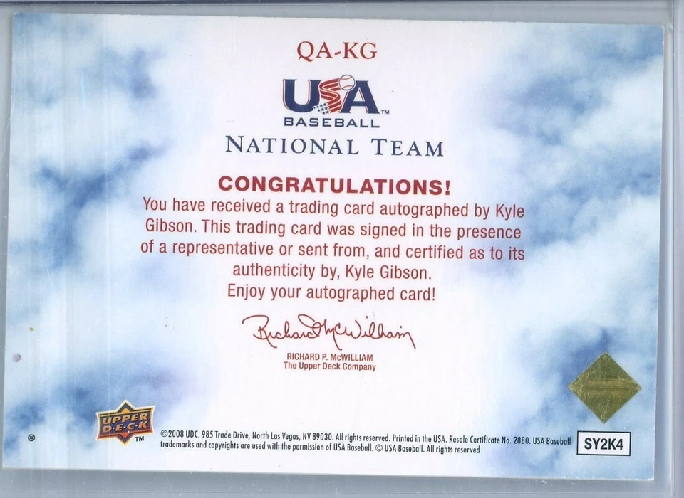 (1) Kyle Gibson 2008-09 USA Baseball National Team Q&A Autographs #QA-KG 3/20 - Image 2 of 2