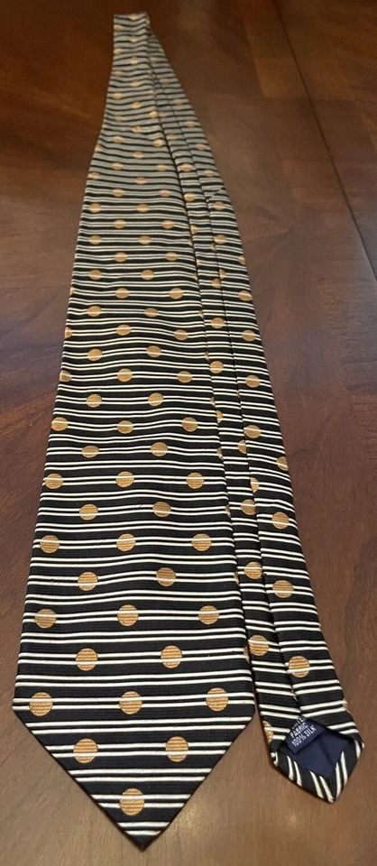 Corbata de cuello Smith Forester vintage negra dorada 100 % seda importada para hombre hecha en EE. UU. Foto 3 de 4