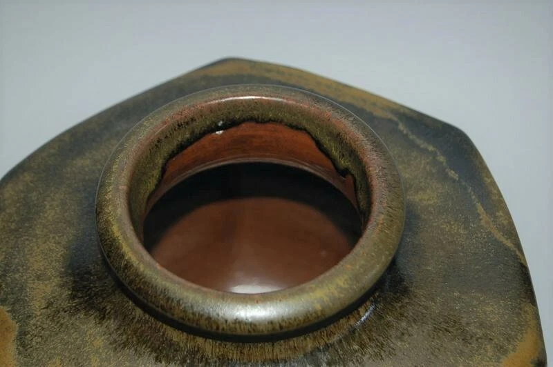 Tarro de almacenamiento para Asakura sansho, gres con esmaltes de polvo de té goteando, Japón Foto 4 de 4