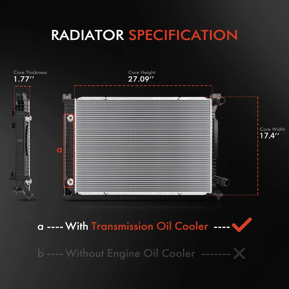 Radiador con enfriador de aceite de transmisión para Audi A6 Quattro 2000-2004 S6 2002-2003 V8 4,2 L Foto 2 de 4