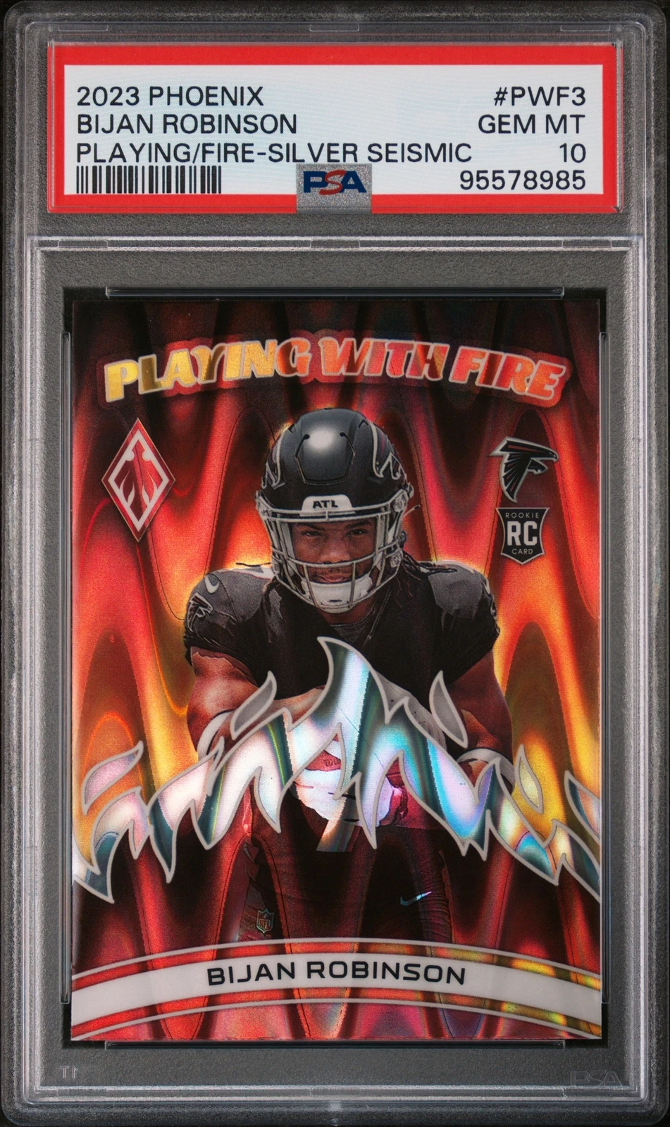 Bijan Robinson Panini Phoenix Playing With Fire #PWF3 Silver Seismic