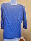 Fabindia Womens Pintuck Kurta Blue Cotton 3/4 Length Sleeve Round Neck Sz S — photo 2