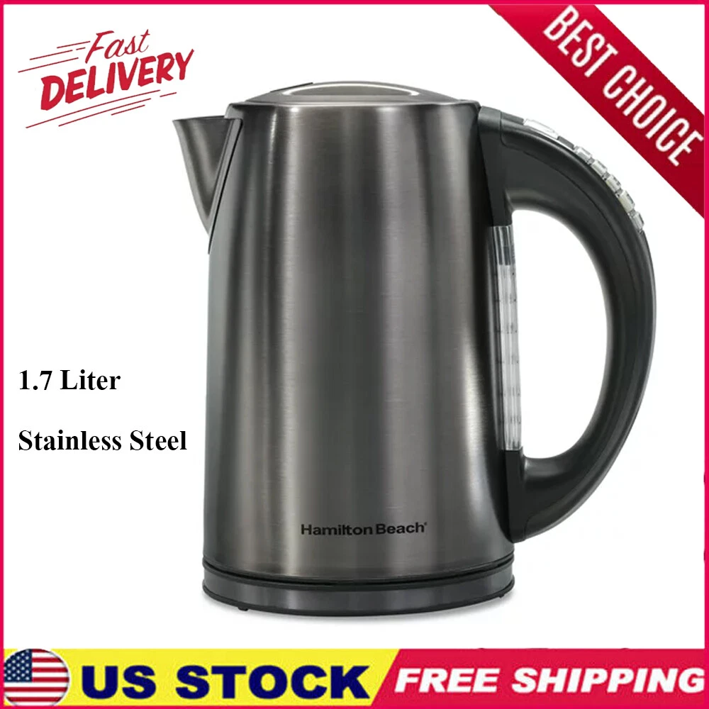 Chefman 1.7 Liter Electric Kettle, Temp Control, LED Light, Auto Shutoff,  Stainless Steel, Gray