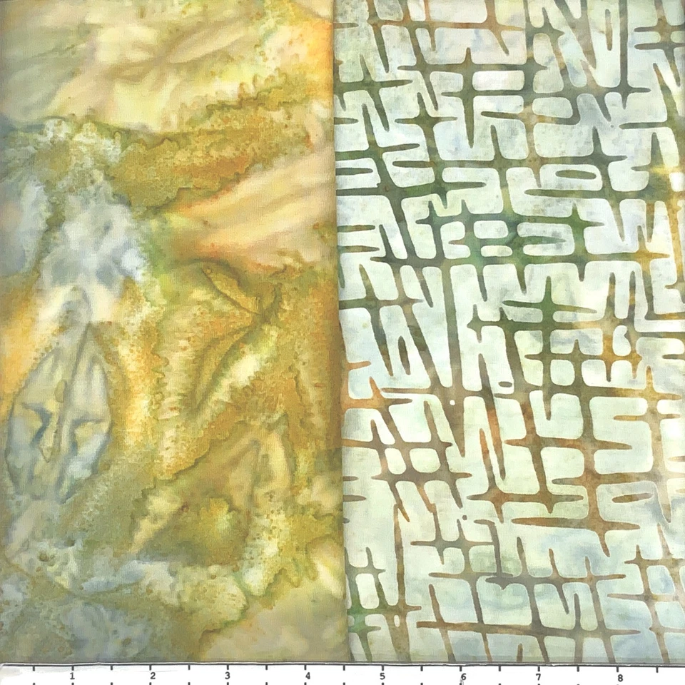 9 cuartos de grasa color: tonos amarillos apagados tela Batik Lunn paquete FQ 100 % algodón Foto 2 de 4